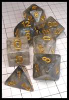 Dice : Dice - Dice Sets - MDG Return of the Unicons Smokey Clear with Glitter Swirl and Gold Numerals - JA Collection Mar 2024